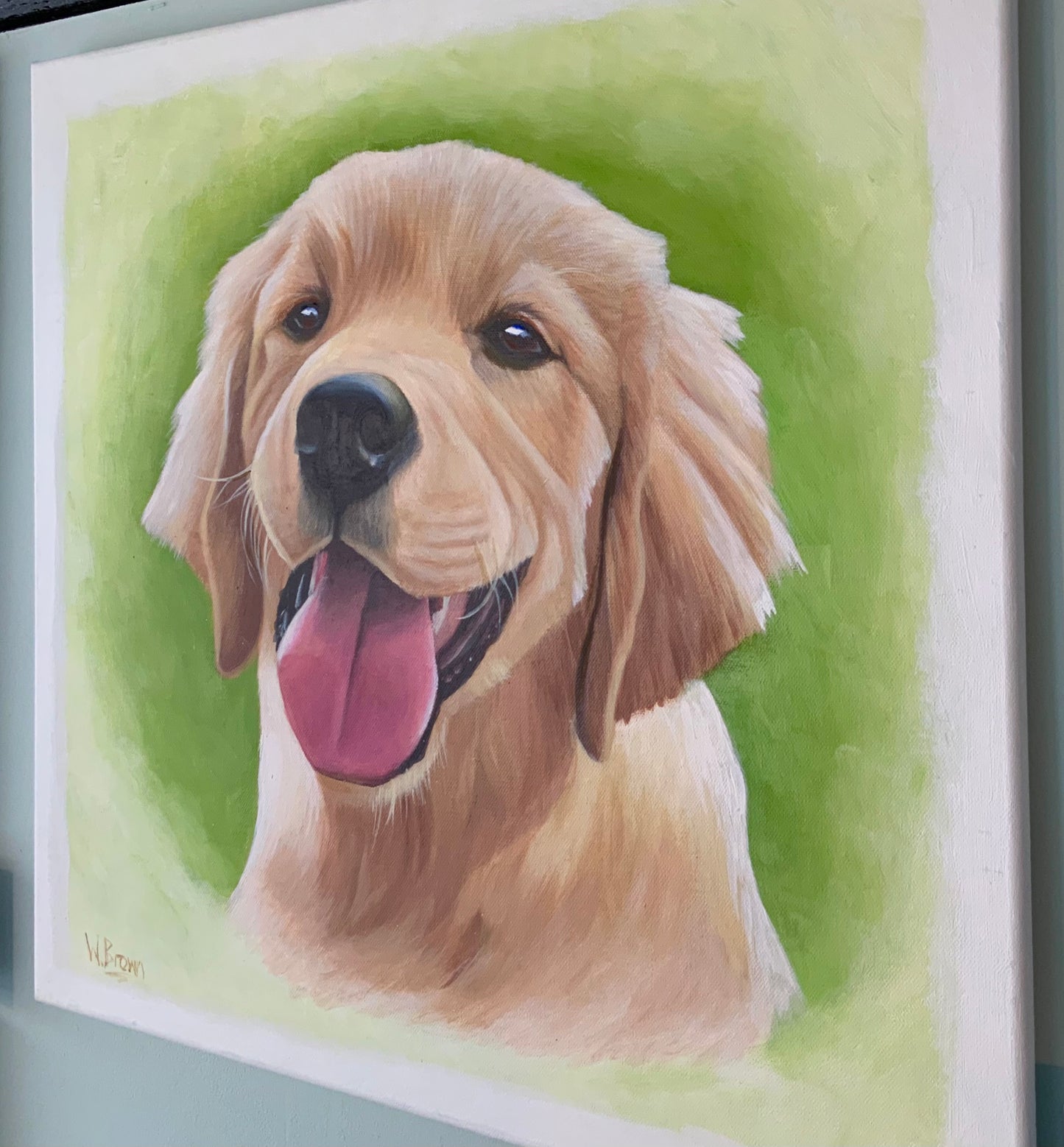 Dog portrait by Wendy Brown showing a side view