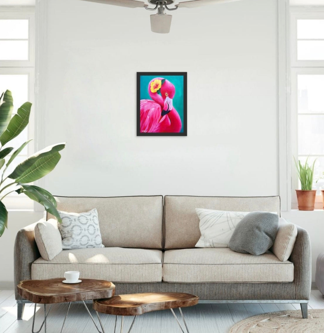 Flamingo Fiesta – Tropical Hibiscus Original Painting
