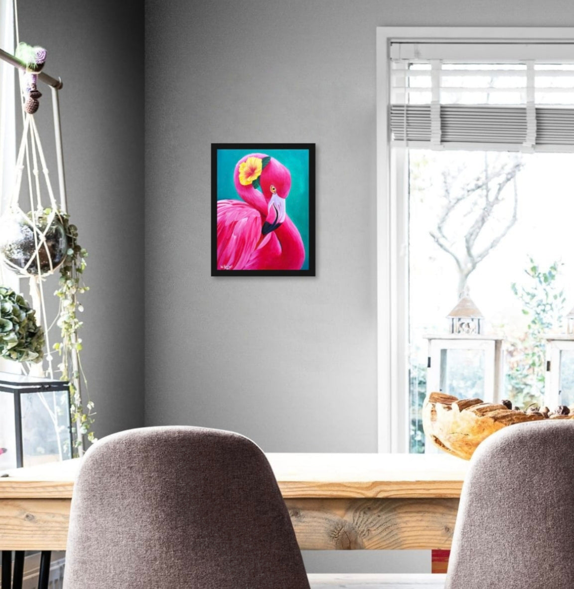 Flamingo Fiesta – Tropical Hibiscus Original Painting